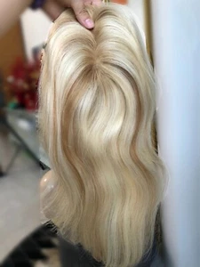 16" 5x6.5 inch Mono Base Brazilian Virgin Hair Topper For Women Thinning Hair - Picture 1 of 9