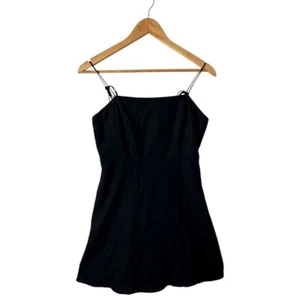 Old Navy schwarzes kurzes Kleid Damen M gesmokte Taschen Fit & Flare Urlaub Boho - Bild 1 von 8