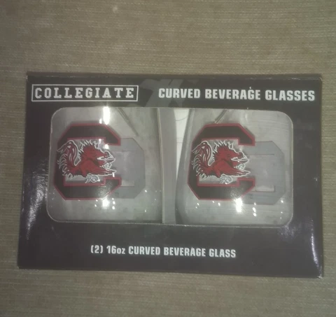 NIB Collegiate Curved Beverage (2) Glasses NCAA S. Carolina Gamecocks Cover