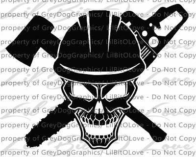 Calcomanía de vinilo para calavera de 2 leñadores pegatina motosierra hacha árboles madera madera  Foto 1 de 3