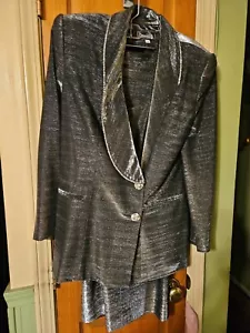 Daniela By Neicy's Stretch Metalic Silver W/Rinestone sz10 (3) piece skirt suit - Picture 1 of 14