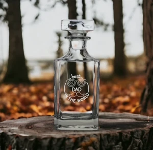 Best Dad Decanter 26 Oz Bourbon Whiskey Premium Glass Personalize Glasses NEW - Picture 1 of 9