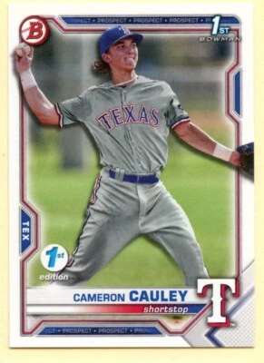 2021 Bowman Draft Cameron Cauley 1st Bowman 1st Edition card #BD-192 Rangers - Image 1 of 2