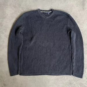 Vtg Structure Cotton Navy Blue Long Sleeve V-Neck Sweater Jacket Men's Size XL - Picture 1 of 7