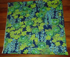 Fabric Remnant Klopman Mills 1970 Blue Green Floral 2 Yards 44 Inches Wide - Picture 1 of 4