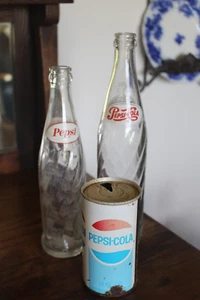 Lot of 2 Vintage Pepsi-Cola Bottles  Swirling Fluted Glass Dual Logos - Picture 1 of 16
