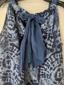 Med ITALIANO LINO halter Vestido Cubierta Azul Marino Tinte Corbata Cómodo Nuevo con Etiquetas - Imagen 1 de 5