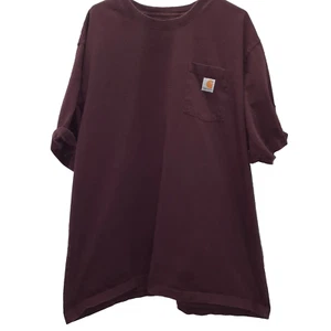 Camiseta Carhartt Para Hombres Granate Calce Suelto Bolsillo Logo Talla Extra Grande - Imagen 1 de 5