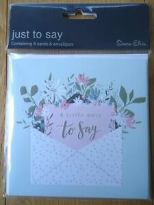 6 NOTECARDS -  Note to Say - any message - thank you notelets FLOWERS - FLORAL 