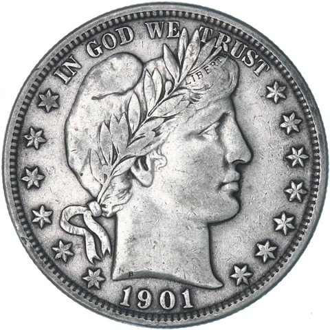 1901 (P) Barber Half Dollar 90% Silver Extra Fine XF See Pics R829 Cover
