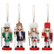 4Pcs Desk Decors Fashion Wooden Poratble Nutcracker Soldiers for Christmas