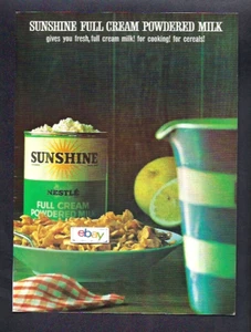 NESTLE SUNSHINE POWDERED MILK IN A CAN FULL CREAM FOR CEREALS 1965 AD - Picture 1 of 1