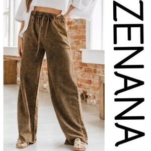 PLUS 1X 2X 3X ZENANA French TERRY MINERAL WASHED DRAWSTRING WAIST PANTS BHCS - Picture 1 of 23