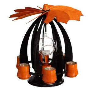 Schwebepyramide Anthrazit Orange mit Glaskugel BxHxT 33,5x37x33,5cm NEU Pyramide - Picture 1 of 1