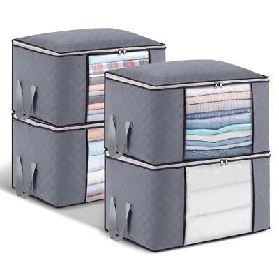 4/6Pcs Clothes Storage Bags Zipped Organizer Underbed Wardrobe Cube Closet Boxes - Image 1 of 4