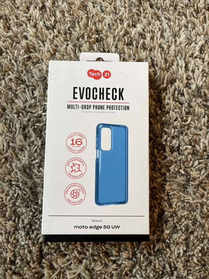 moto edge 5G UW Case BLUE EvoCheck Tech 21 Multi Drop Protection NEW -fast ship! - Image 1 of 1