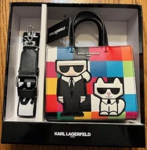 Karl Lagerfeld Paris Maybelle Satchel Crossbody Rainbow Squares - New with box - Bild 1 von 3