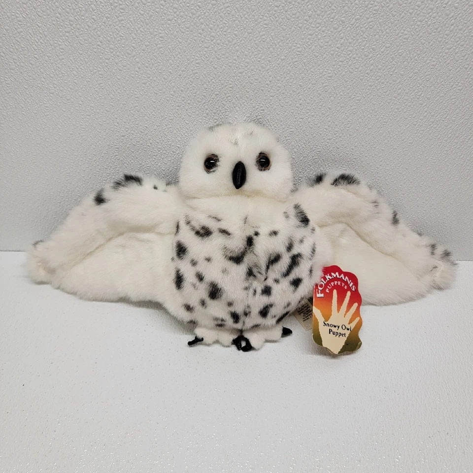 Folkmanis WHITE SNOWY OWL HAND PUPPET 10" Plush STUFFED ANIMAL Toy