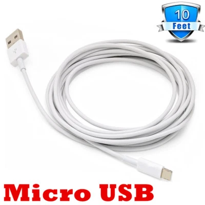 10 FT Micro USB Fast Charger Data Sync Cable Strong Cord for Samsung Android LG - Image 1 of 4