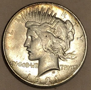 1921 High Relief Peace Dollar. Almost Uncirculated +++. Lot # 217. - Picture 1 of 3