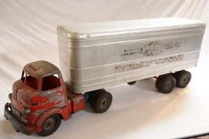 Vintage 1950s Grey Van Lines De Luxe Toy Moving Trailer Truck Wyandotte 24” - Picture 1 of 9