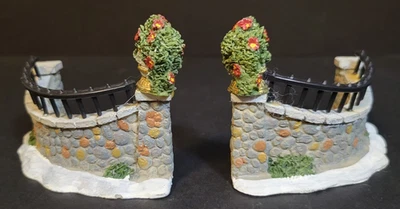 Holiday Time Santas Workbench Christmas Village Stone Wall Topiary Fence - Image 1 of 4
