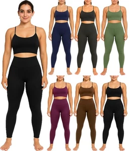 Mujeres Cintura Alta Liso Yoga Pantalón Leggings Bolsillo Secreto Gimnasio Ropa Pantalones Elásticos - Imagen 1 de 25