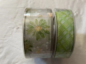 NEW 2 Rolls Berwick Wired Ribbon 2.5" x 55 Yards Floral 1.5” X 55 Yards Green - Picture 1 of 3