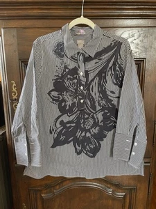 Chico’s 3P Petite Women’s Long Sleeve Collar Blouse Top with Button Cuffs - Picture 1 of 3