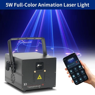 Luz láser 5W RGB ILDA animación a todo color APP control DMX512 para escenario DJ Foto 1 de 4