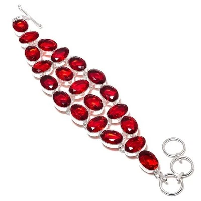 Pulsera Mozambique Granate Piedras Preciosas Cadena Ajustable Forma Ovalada Regalo Joyería 8" Foto 1 de 4