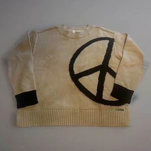 peace love world Rundhalspullover Pullover hellbraun mit schwarz Damen Medium neu ohne Etikett - Bild 1 von 11