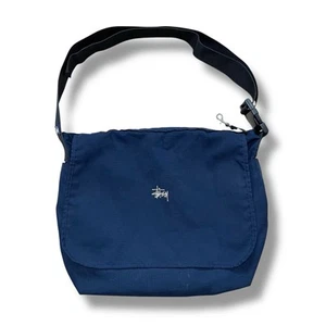 Vintage Stussy Messenger Bag Sling 2way Crossbody Shoulder Blue L Nylon Y2K 00s - Picture 1 of 16