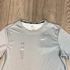NIKE Men’s running Short sleeve S Dri-fit Tshirt Tee Gray Swoosh - Picture 1 of 5