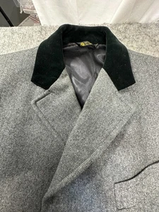 Vintage Joseph A Bank Made in USA Wool Herringbone Tweed Gray Coat Overcoat 42 - Bild 1 von 13