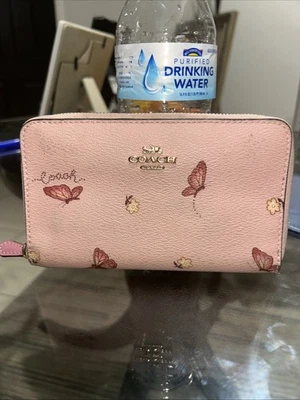 Coach Corner Zip Wristlet Butterfly Print Pink Blush - Image 1 of 3