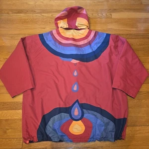 Vintage Wende Windbreaker Regenmantel Regentropfen bunt 2XL 100% Baumwolle Reißverschluss - Bild 1 von 12