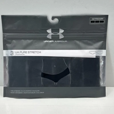 Under Armour Women's Pure Stretch Hipster Underwear XS  Pantie 3-Pack BLACK - Image 1 of 4