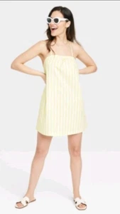 NUEVO Mini Vestido Para Mujer Un Nuevo Día Sin Mangas Amarillo Rayas Talla Pequeña S Nuevo Con Etiquetas - Imagen 1 de 3