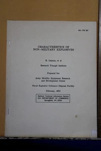 1974 Characteristics of Non-Military Explosives R. Liepens Army Naval - Imagen 1 de 4