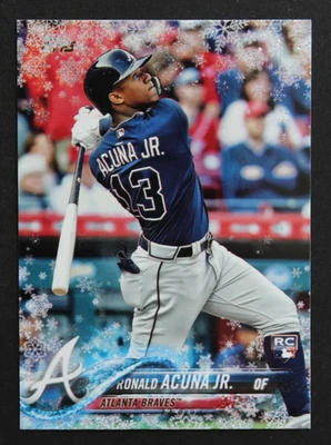 2018 Topps Holiday Ronald Acuna Jr.  Metallic Snowflake Rookie Card #HMW50 RC - Image 1 of 2