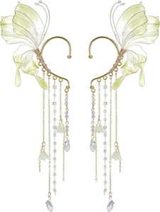 Schmetterling Elfe Ear Cuffs - Fee Ohr Manschetten mit Quaste nicht durchbohrt Meerjungfrau Ohren - Bild 1 von 12