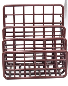 Brown Grid Plastic Organizer 80s Yaffa File Document Desk Design Catch All - Picture 1 of 3