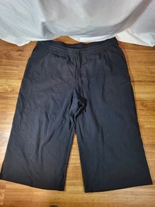 lands end sport knit pull on drawstring wide leg cropped pants Black Size 3X - Picture 1 of 5