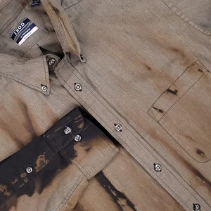 Halloween Shirt Mens Medium Custom Coffee Dyed Stained Distressed Zombie Costume - Picture 1 of 12