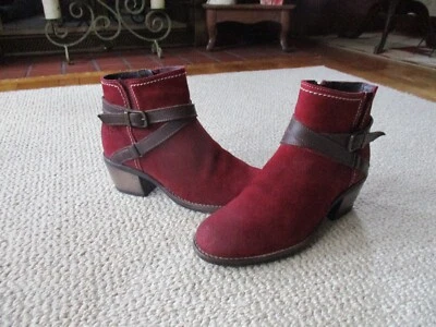 Bos & Co Greenville Waterproof Suede Ankle Boots Fur Lined Scarlet Red Sz  7/7.5 - Image 1 of 4
