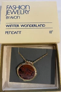 Vintage 82 Fashion Jewelry Avon Winter Wonderland pendant Necklace 18" Retro - Picture 1 of 3