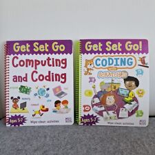 2x Get Set Go Computing & Coding Scratch Jr Age 5-7 Wipe-clean Learn STEM Books