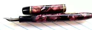 Penna stilografica vintage anni 40 in celluloide bordeaux marmorizzata punta iridio - Foto 1 di 16