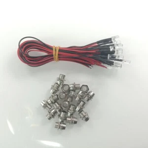 20pcs Each 5mm 12V Wired LEDs Cables + Panel Mount Bezels White Blue Green UV Re - Bild 1 von 12